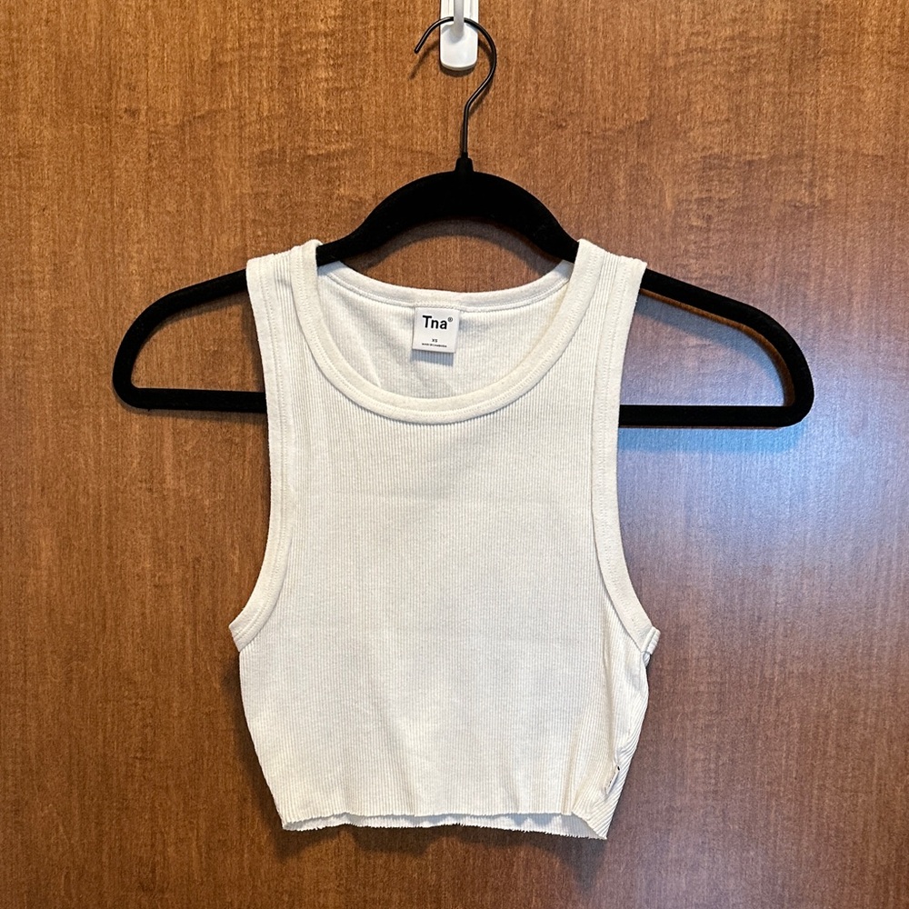 TNA White Ribbed Tank Top